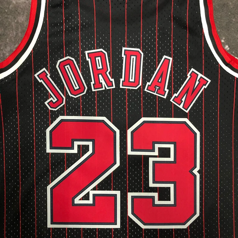 MN Hot Print Retro NBA Chicago Bulls Basketball jersey 1996 Season black stripes #23 Jordan