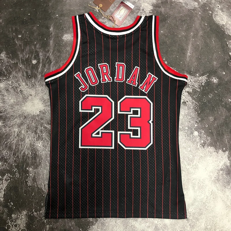 MN Hot Print Retro NBA Chicago Bulls Basketball jersey 1996 Season black stripes #23 Jordan