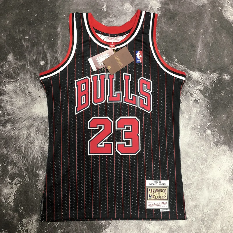 MN Hot Print Retro NBA Chicago Bulls Basketball jersey 1996 Season black stripes #23 Jordan