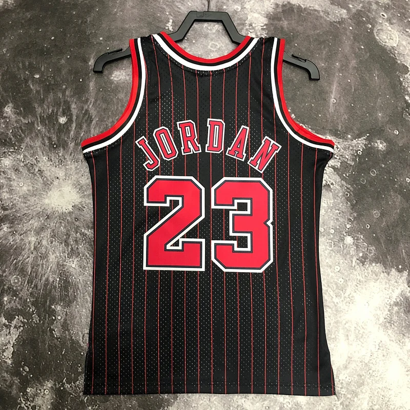 MN Hot Print Retro NBA Chicago Bulls Basketball jersey 1996 Season black stripes #23 Jordan