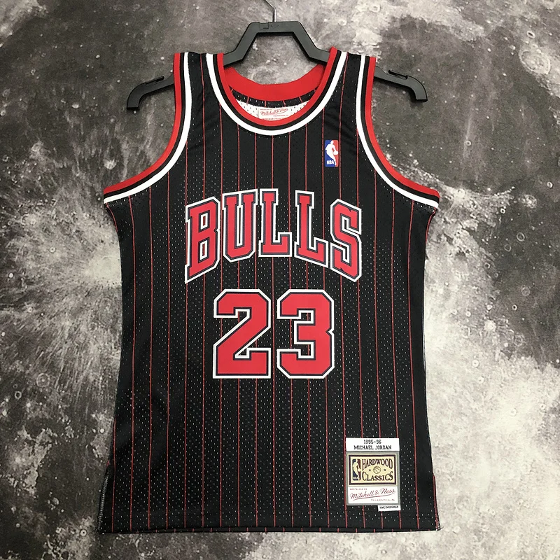 MN Hot Print Retro NBA Chicago Bulls Basketball jersey 1996 Season black stripes #23 Jordan