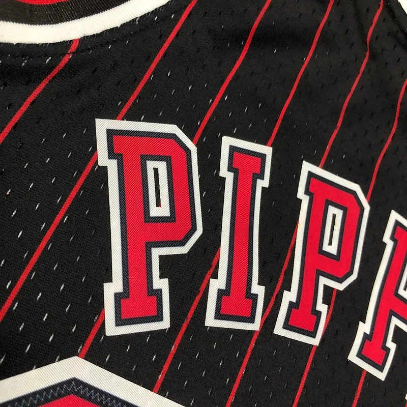 MN Hot Print Retro NBA Chicago Bulls Basketball jersey 1996 Season black stripes #33 PIPPEN