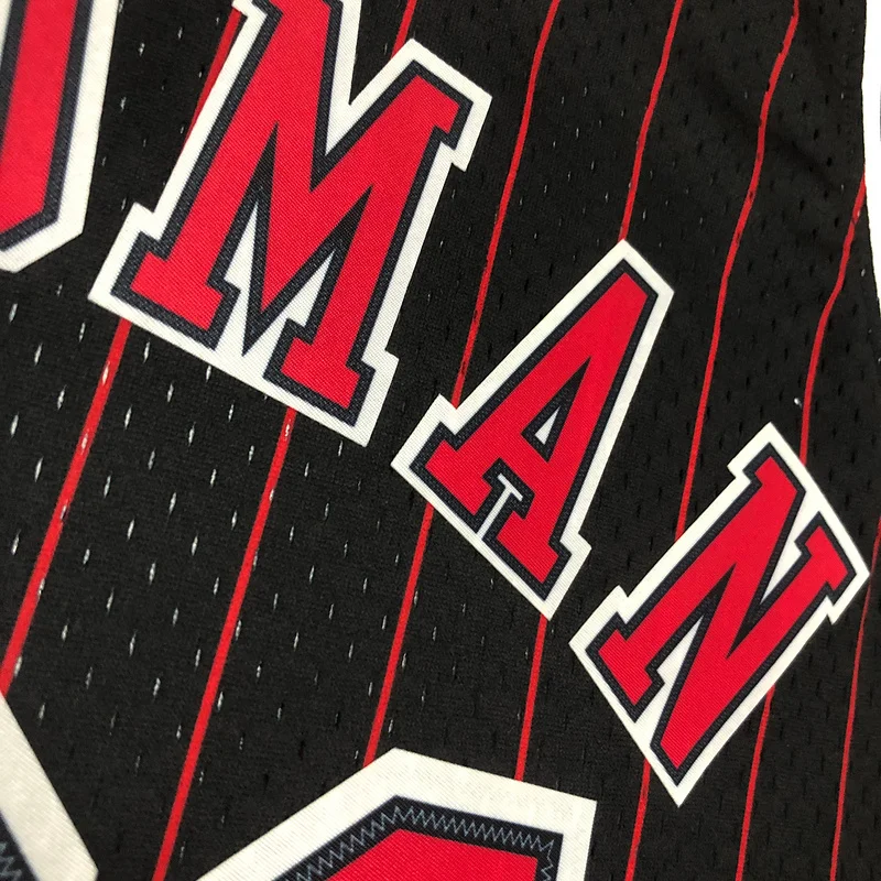 MN Hot Print Retro NBA Chicago Bulls Basketball jersey 1996 Season black stripes 9 #1 RODMAN