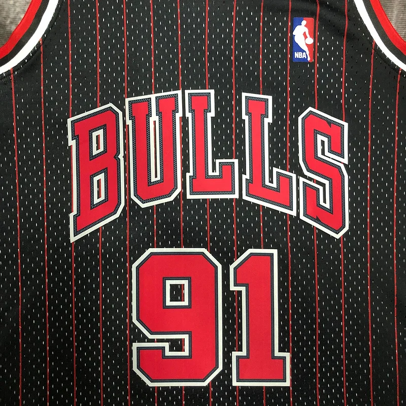 MN Hot Print Retro NBA Chicago Bulls Basketball jersey 1996 Season black stripes 9 #1 RODMAN