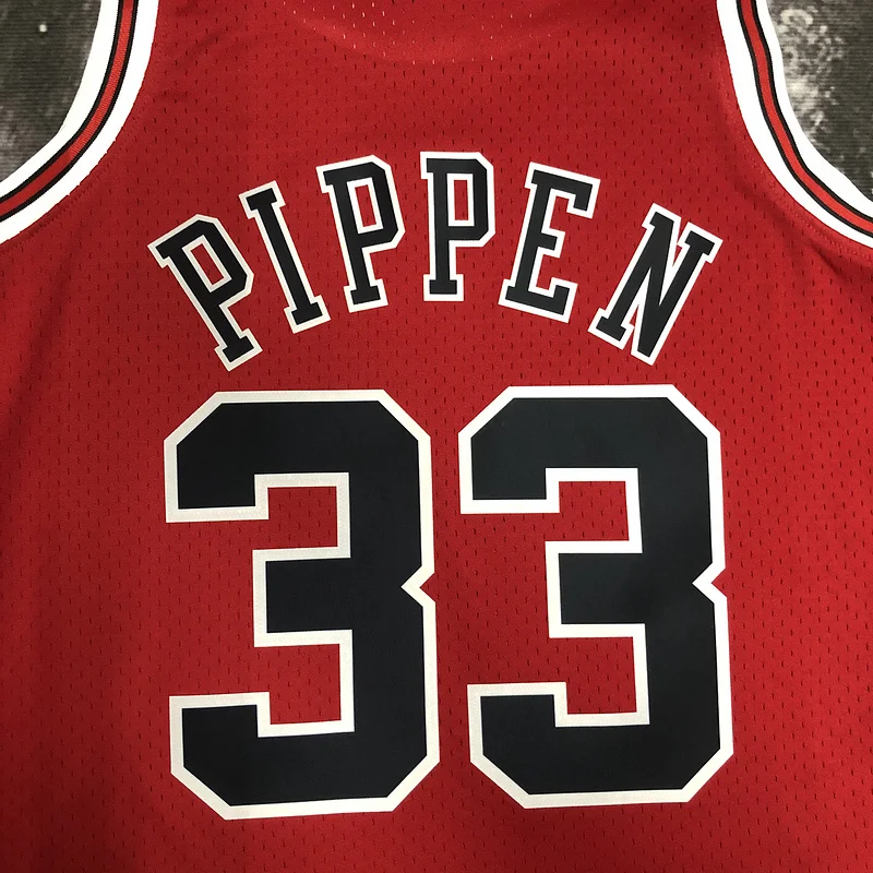 MN Hot Print Retro NBA Chicago Bulls Basketball jersey 1998 Season red #33 PIPPEN