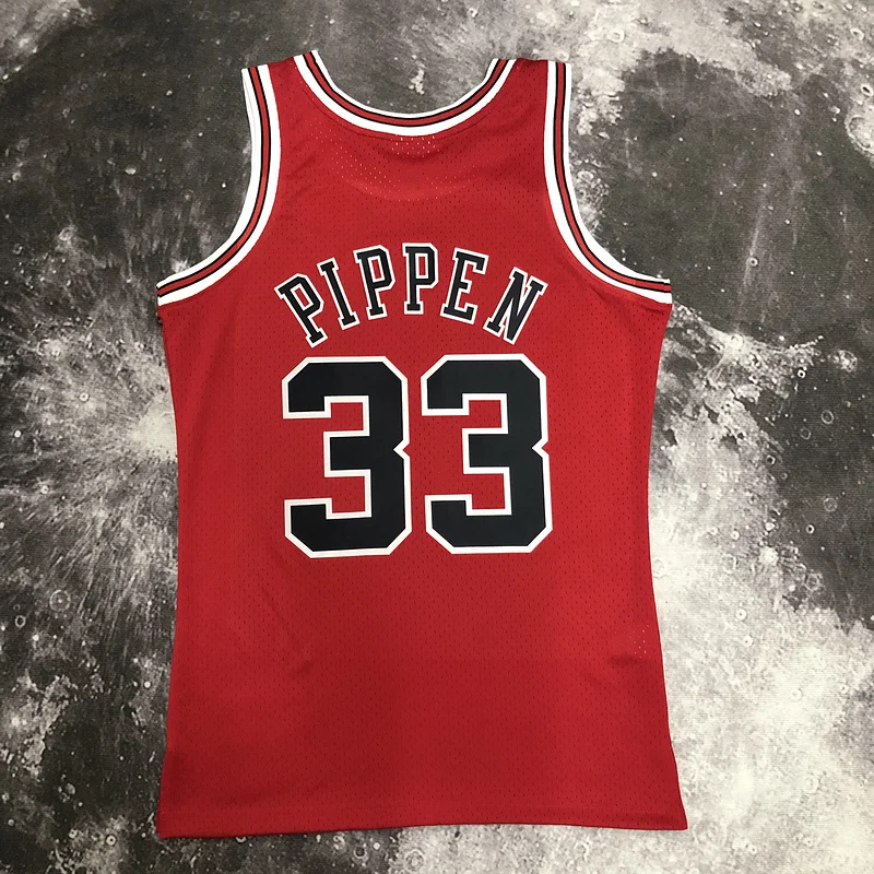 MN Hot Print Retro NBA Chicago Bulls Basketball jersey 1998 Season red #33 PIPPEN