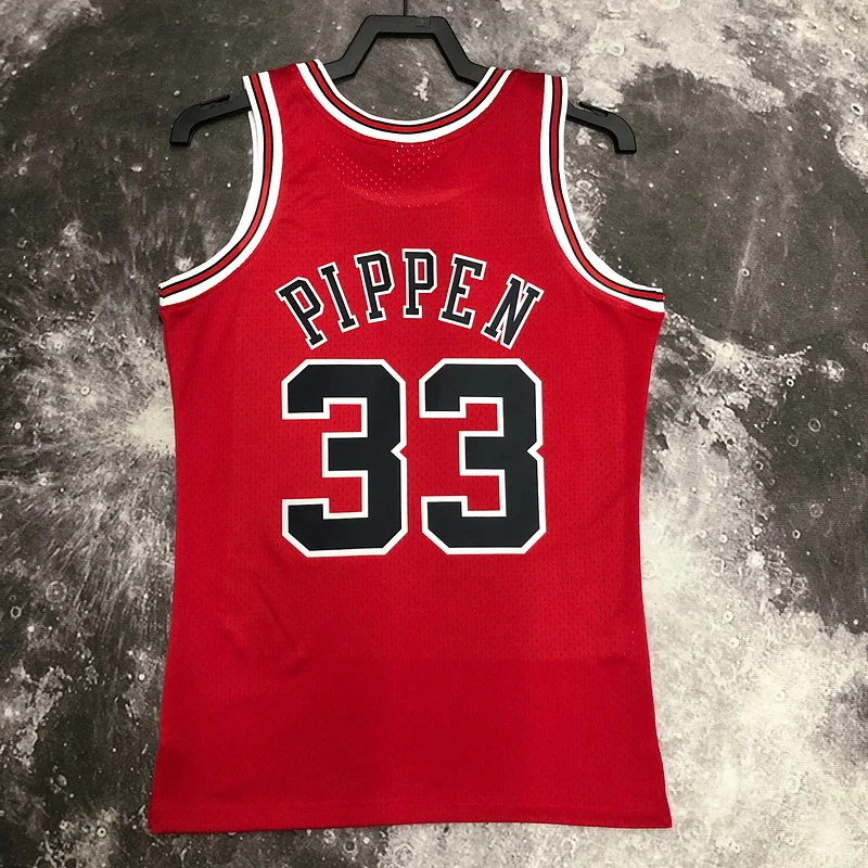 MN Hot Print Retro NBA Chicago Bulls Basketball jersey 1998 Season red #33 PIPPEN