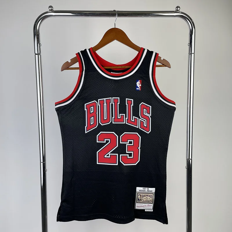 MN Hot Print Retro NBA Chicago Bulls Basketball jersey 1998 Season black #23 Jordan