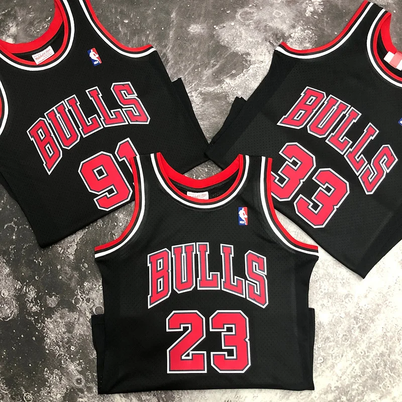 MN Hot Print Retro NBA Chicago Bulls Basketball jersey 1998 Season black #23 Jordan