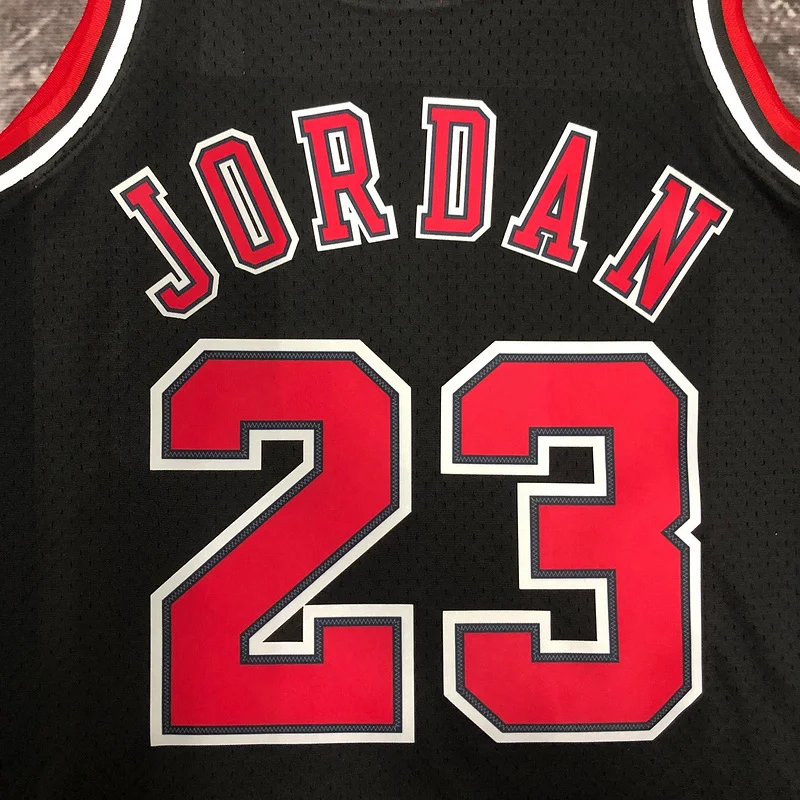 MN Hot Print Retro NBA Chicago Bulls Basketball jersey 1998 Season black #23 Jordan