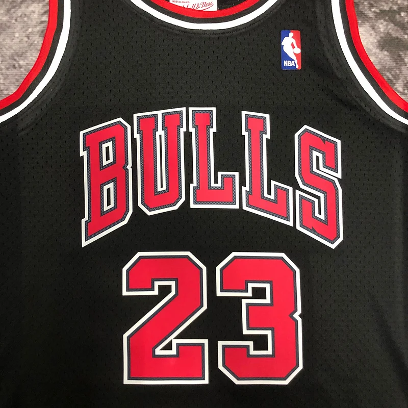 MN Hot Print Retro NBA Chicago Bulls Basketball jersey 1998 Season black #23 Jordan