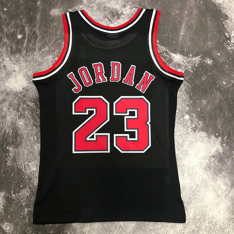 MN Hot Print Retro NBA Chicago Bulls Basketball jersey 1998 Season black #23 Jordan