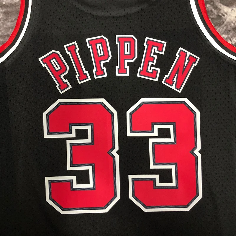 MN Hot Print Retro NBA Chicago Bulls Basketball jersey 1998 Season black #33 PIPPEN