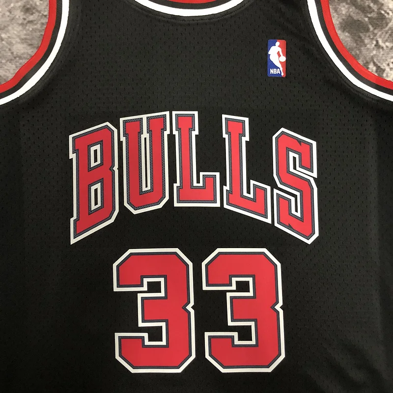 MN Hot Print Retro NBA Chicago Bulls Basketball jersey 1998 Season black #33 PIPPEN