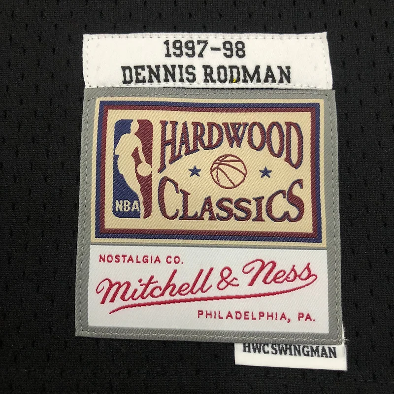 MN Hot Print Retro NBA Chicago Bulls Basketball jersey 1998 Season black #91 RODMAN