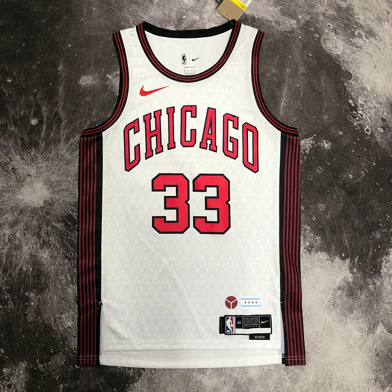 2023 Season NBA Chicago Bulls Basketball jersey City version #33 PIPPEN