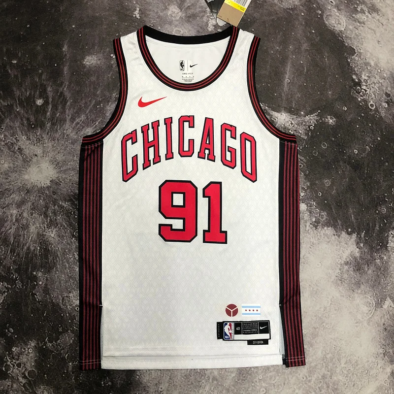 2023 Season NBA Chicago Bulls Basketball jersey City version #91 RODMAN