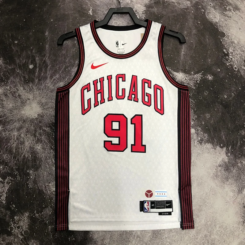 2023 Season NBA Chicago Bulls Basketball jersey City version #91 RODMAN