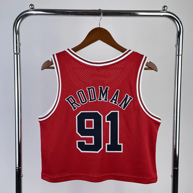 Mitchell Ness women Retro Chicago Bulls Basketball jersey red #91 RODMAN