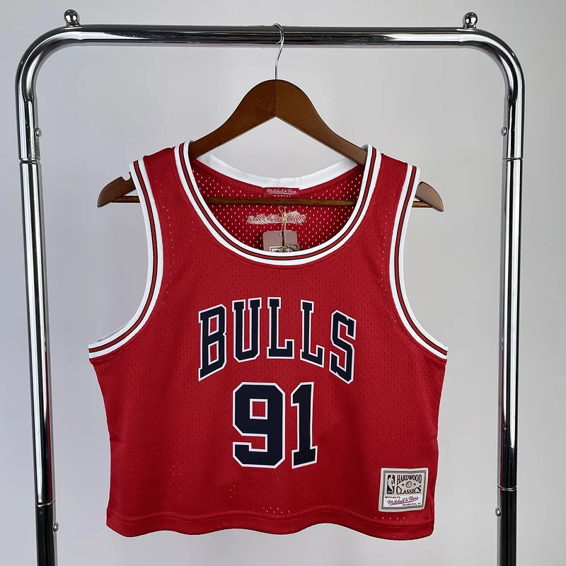 Mitchell Ness women Retro Chicago Bulls Basketball jersey red #91 RODMAN