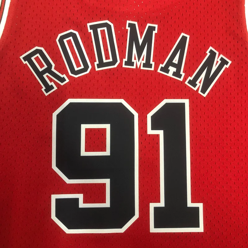 Mitchell Ness women Retro Chicago Bulls Basketball jersey red #91 RODMAN