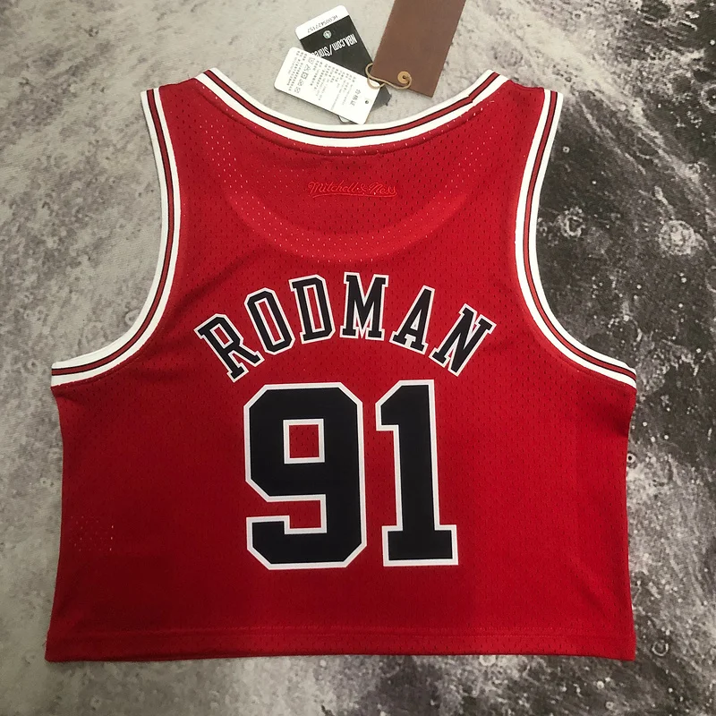 Mitchell Ness women Retro Chicago Bulls Basketball jersey red #91 RODMAN