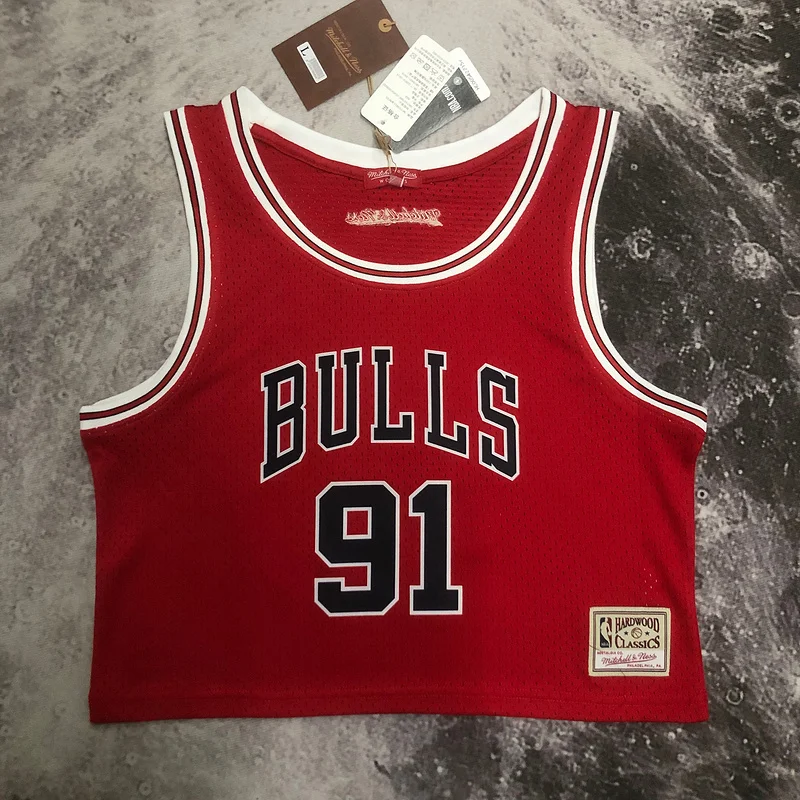 Mitchell Ness women Retro Chicago Bulls Basketball jersey red #91 RODMAN