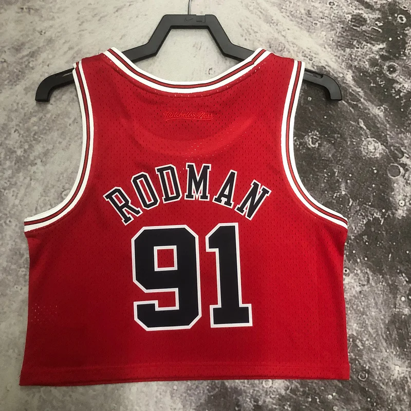 Mitchell Ness women Retro Chicago Bulls Basketball jersey red #91 RODMAN