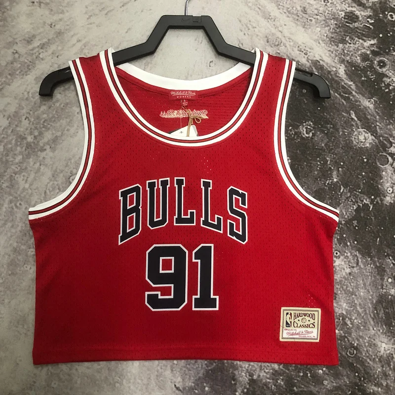 Mitchell Ness women Retro Chicago Bulls Basketball jersey red #91 RODMAN