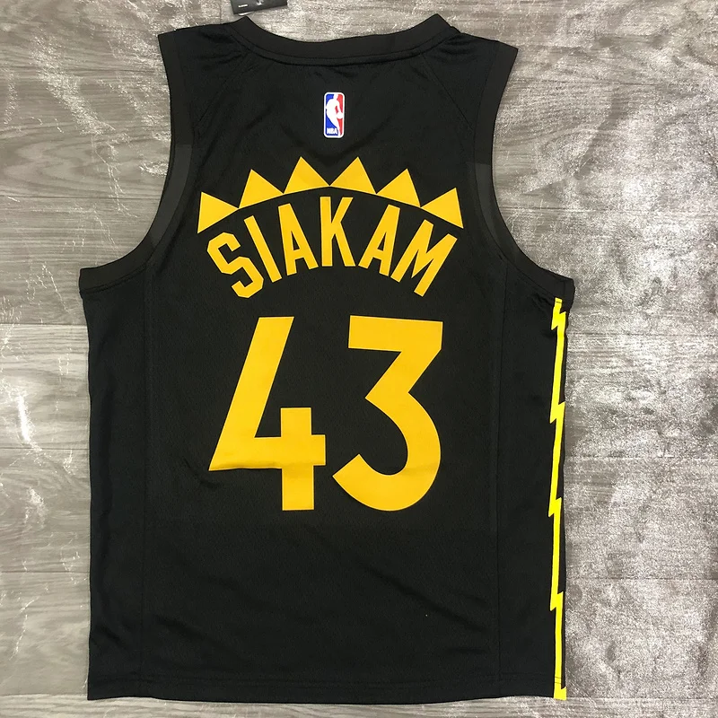 2021 NBA Toronto Raptors Basketball Jersey Black Gold #43 SIAKAM