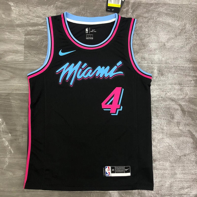 NBA Miami Heat basketball jersey round neck Black #4 OLADIPO