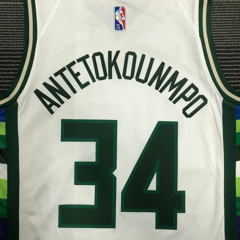 2022 Season NBA Milwaukee Bucks Basketball jersey city version #34 Antetokounmpo