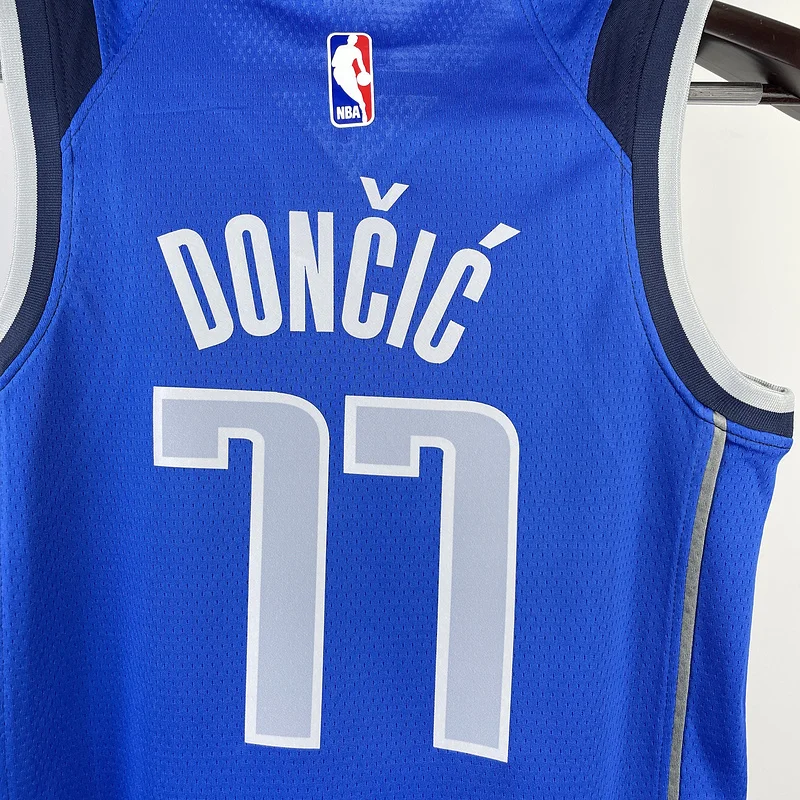 Youth kids Basketball Jersey Dallas Mavericks Blue #77 DONCIC