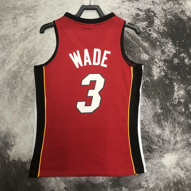 2005 2006 Season MN Hot Print Retro NBA Miami Heat basketball jersey red #3 WADE