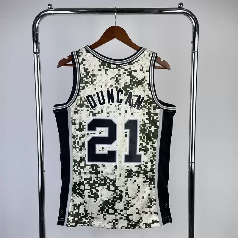 Mitchell Ness Hot Print Retro San Antonio Spurs Basketball Jersey 2013 2014 camouflage #21 DUNCAN