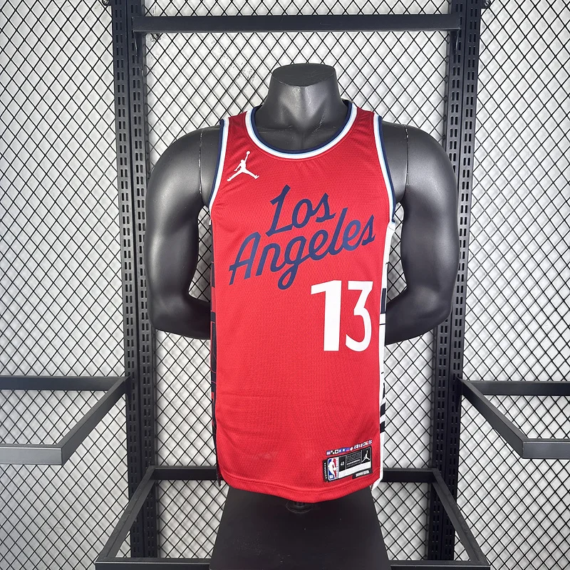 2025 Season    NBA Los Angeles Clippers Basketball jersey    trapeze  limited   Red  #13   GEORGE