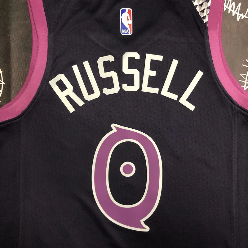 Minnesota Timberwolves Basketball Jersey Black Purple #0 RUSSELL