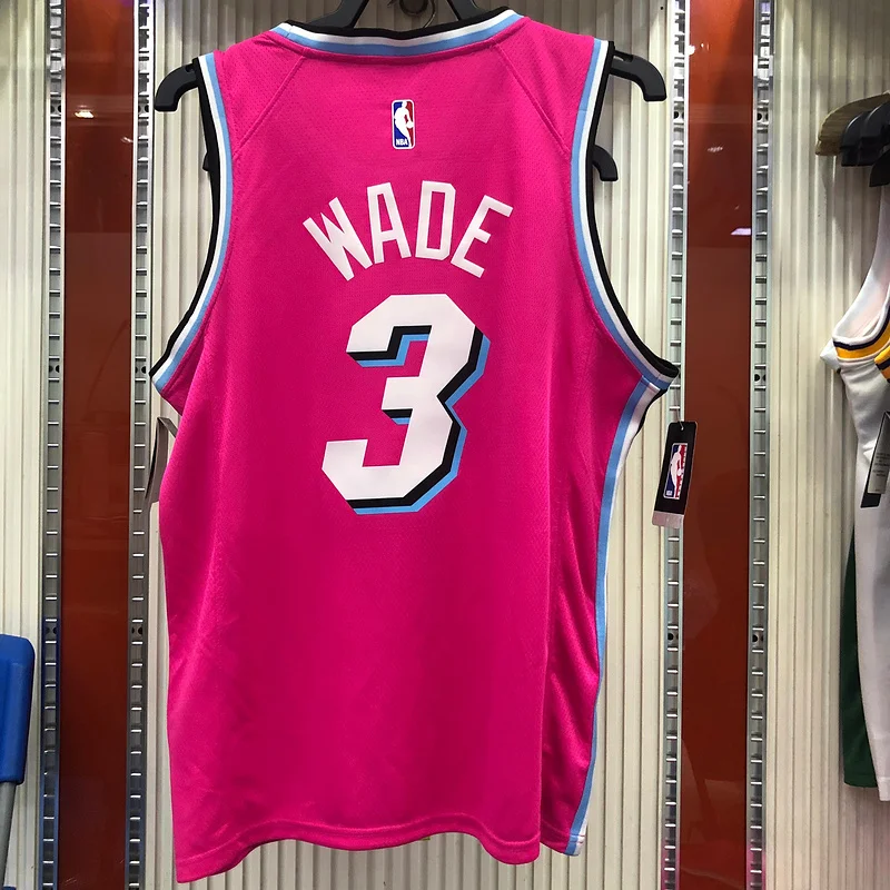 NBA Miami Heat basketball jersey round neck Pink #3 WADE