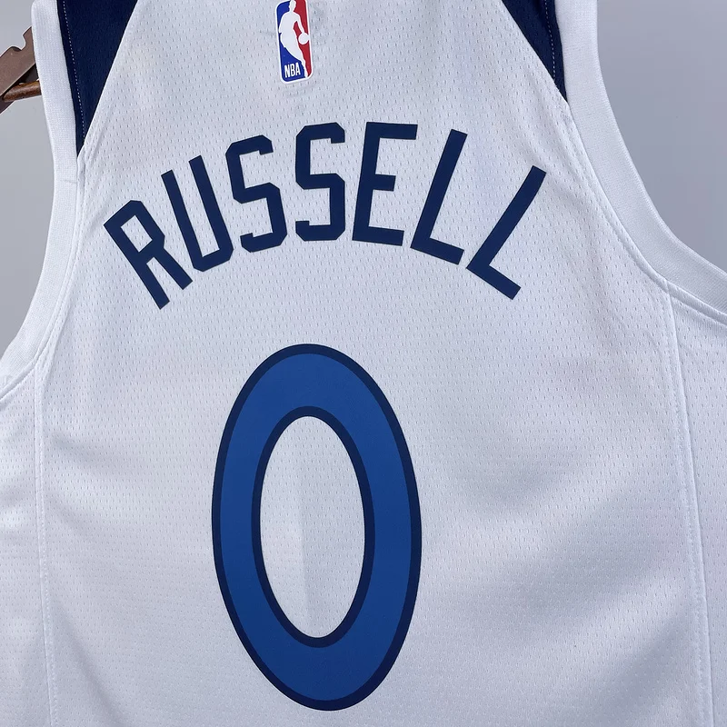 2023 Minnesota Timberwolves Basketball Jersey Home White #0 RUSSELL