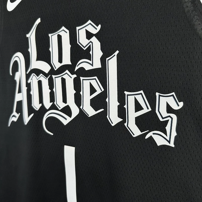 2021 Season  NBA Los Angeles Clippers Basketball jersey   Latin   Black  #1    HARDEN