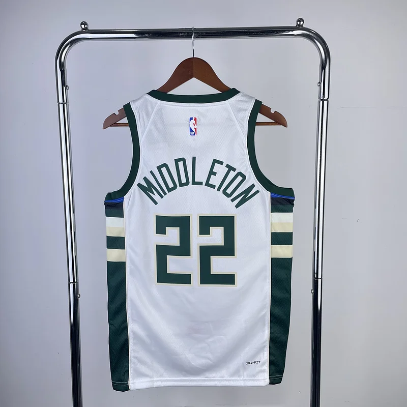 2023 Season NBA Milwaukee Bucks Basketball jersey Home White #22 MIDDLETON