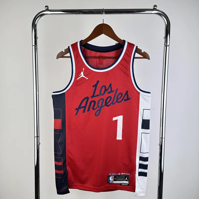 2025 Season    NBA Los Angeles Clippers Basketball jersey    trapeze  limited   Red  #1    HARDEN