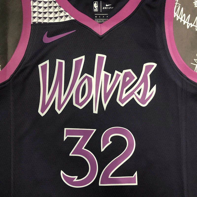 Minnesota Timberwolves Basketball Jersey Black Purple #32 TOWNS