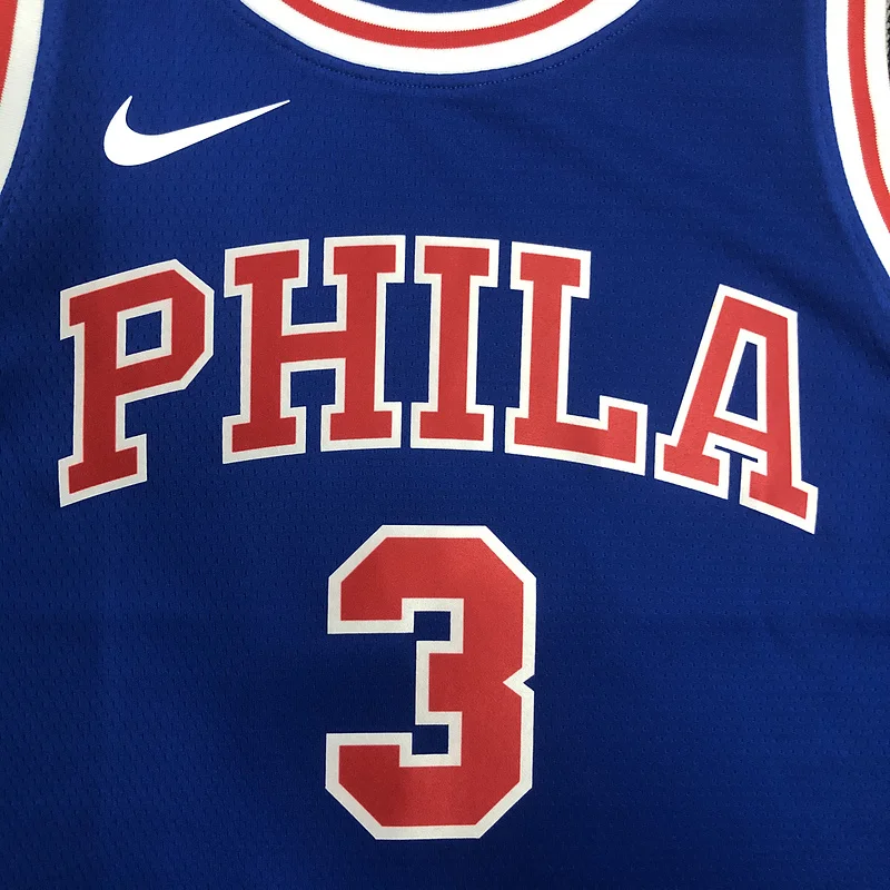 NBA Philadelphia 76ers Basketball Jersey Retro round neck Blue #3 IVERSON