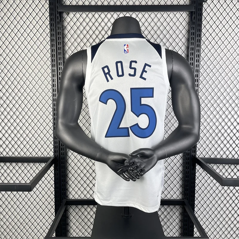 2023 Minnesota Timberwolves Basketball Jersey Home White #25 ROSE