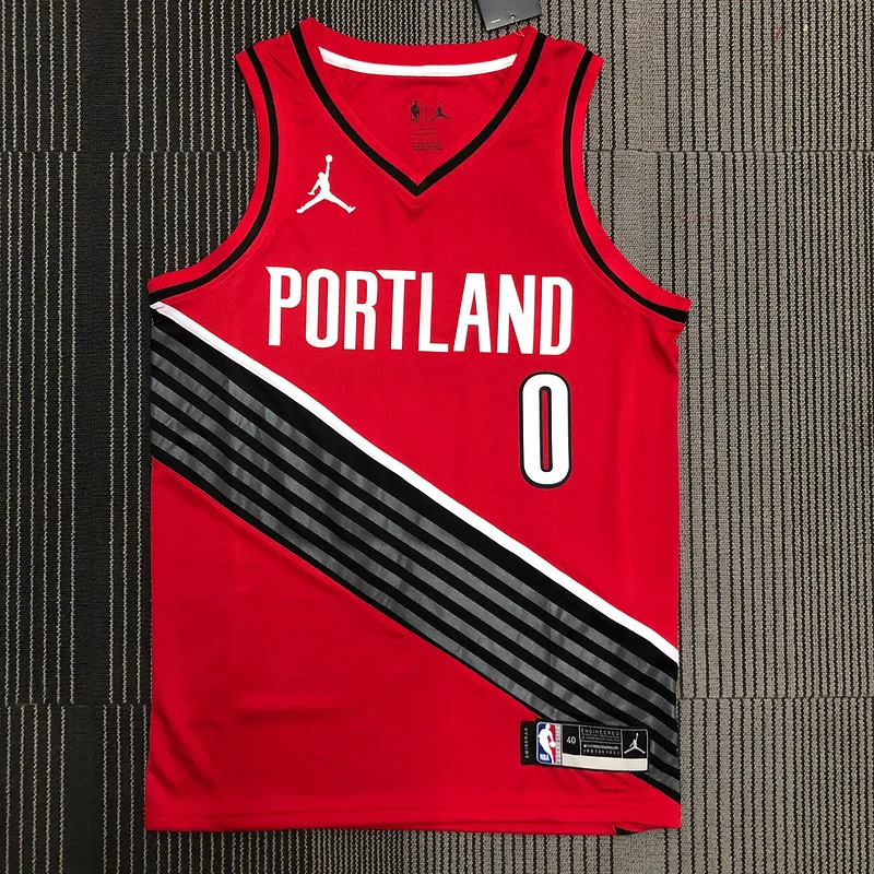 Portland Trail Blazers Basketball Jersey Red Jordan Style #0 LILIARD