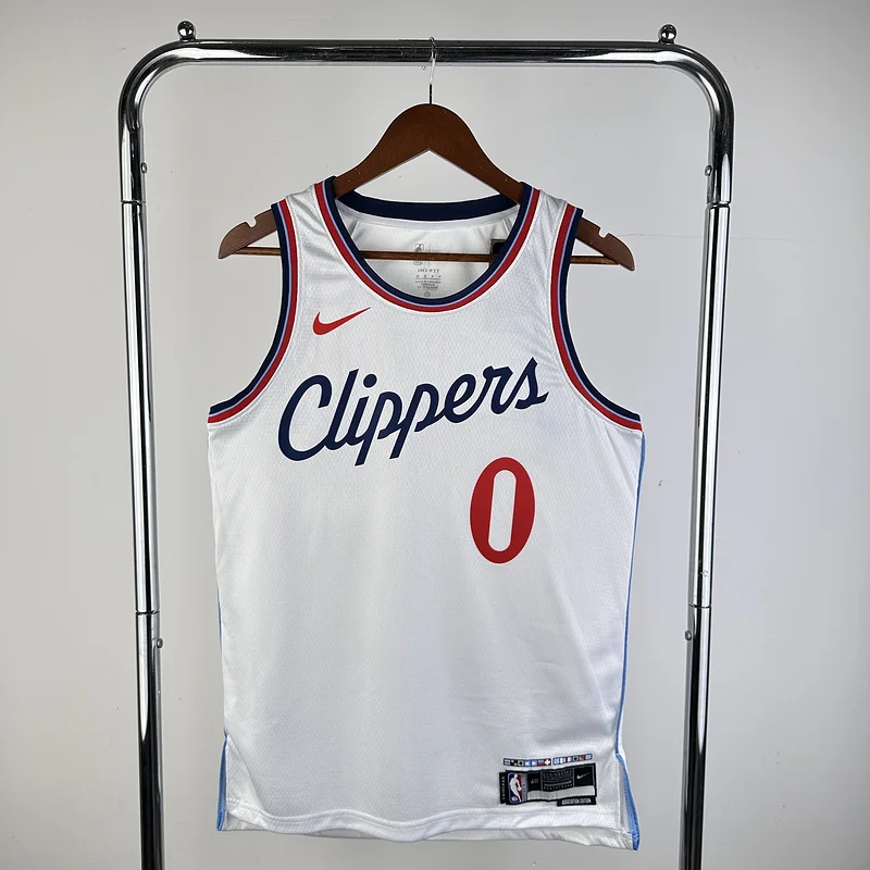 2025 Season  NBA Los Angeles Clippers Basketball jersey   Home   White  #0    WESTBROOK