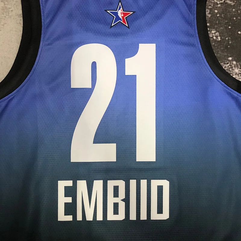 2023 Season NBA Philadelphia 76ers Basketball Jersey All-Star Blue #21 EMBIID