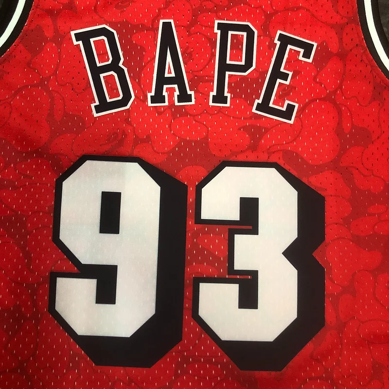 BAPE×M&N Co-branded NBA Miami Heat basketball jersey red 9 #3