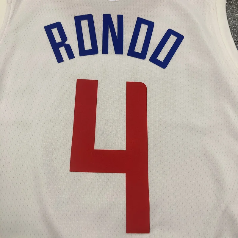 2020 Season NBA Los Angeles Clippers Basketball jersey   White  limited  #4   RONDO